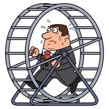 Businessman in a hamster wheel