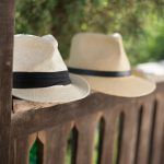 Panama hats on bench