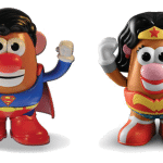 Two children's toys dressed as superheros