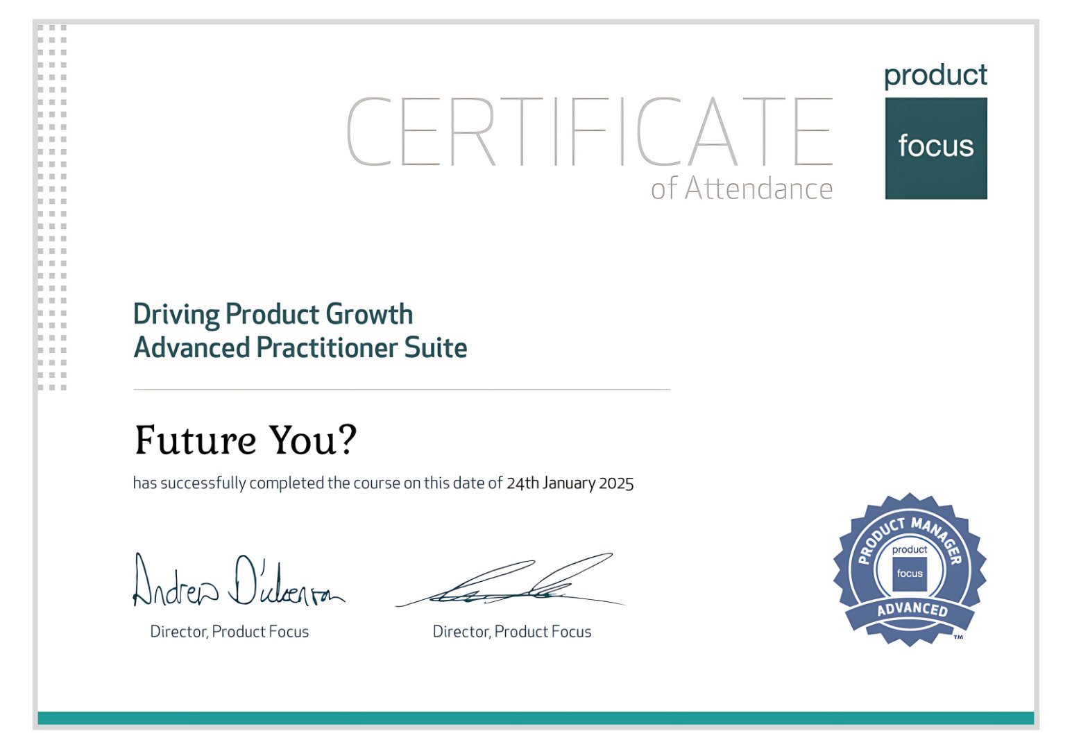 Driving Credentials Examples Driving Product Growth Training Course - Product Focus